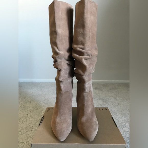 Antonio Melanie Sapphira Beige Suede Slouch Knee High Tall Boot W9 - Picture 3 of 16